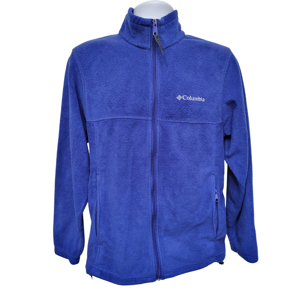Columbia Mens Royal Blue Full Zip Fleece Jacket WM6113 Mock Neck Warmth L